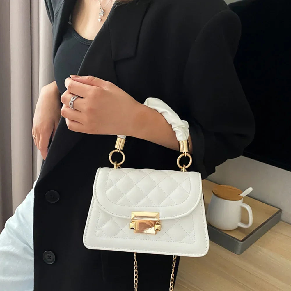 Women PU Leather Shoulder Bags Small Messenger Designer Female 2024 New Fashion Chain Rhomboid Crossbody Bag Ladies Mini Handbag.