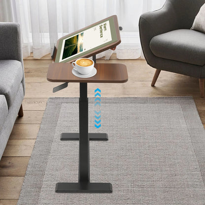 Mobiler Stehschreibtisch mit Tablettplatte, höhenverstellbar, 26–41 Zoll, drehbar, 40 kg belastbar, versteckte Räder für Home-Office-Laptops