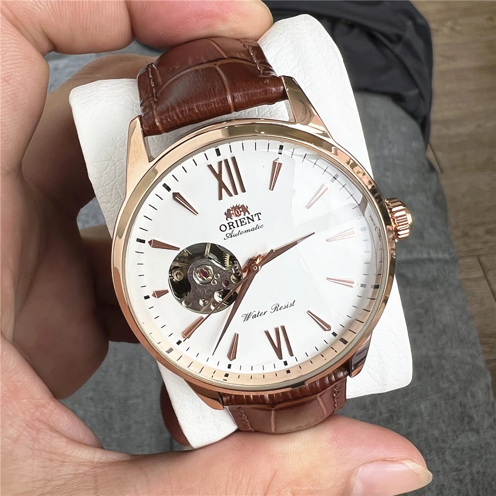 Orient Double Lion Classic Watch Series Refurbished Second Hand Automatic Mechanical Skin Watch Hollow Men's Watch RA-AG002.