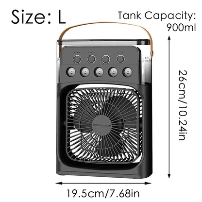 Portable Mini Fan 3 in 1 Cooler Home House LED USB Desk Bedroom Indoor Air Conditioner Humidifier Fans Summer Cool Living Room