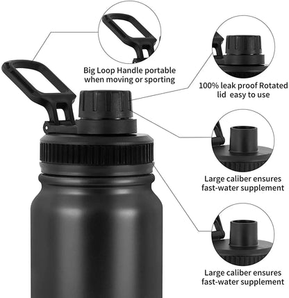 UPORS Stainless Steel Sport Water Bottle 600ml/800ml Large Capacity Double Wall Vacuum Insulated Tumbler Portable Thermos Bottle.