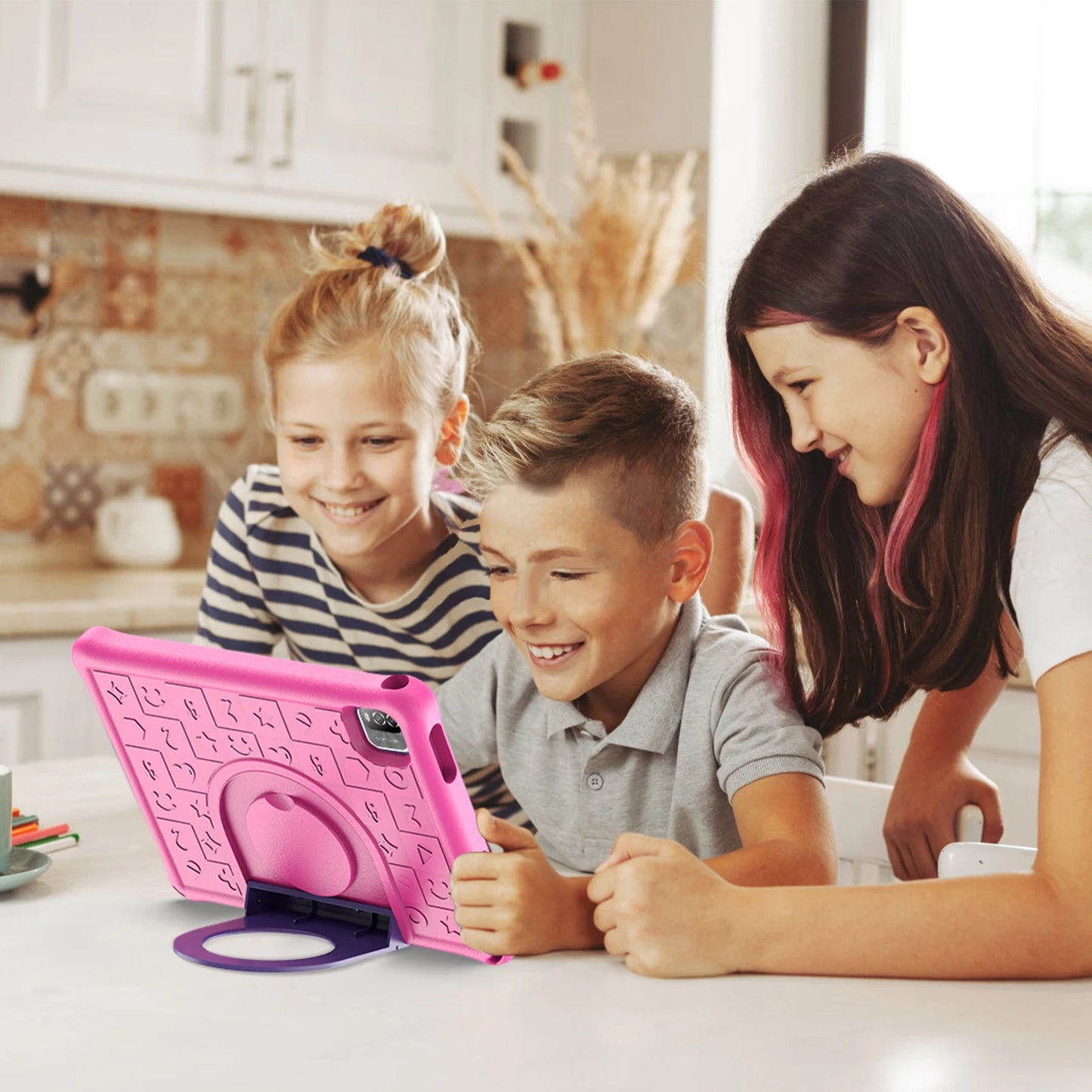 Pritom 10.1 Inch Kids Tablet Android 12 WIFI 6 Quad Core Processor 3GB RAM 64GB ROM YouTube with EVA Protective Case.