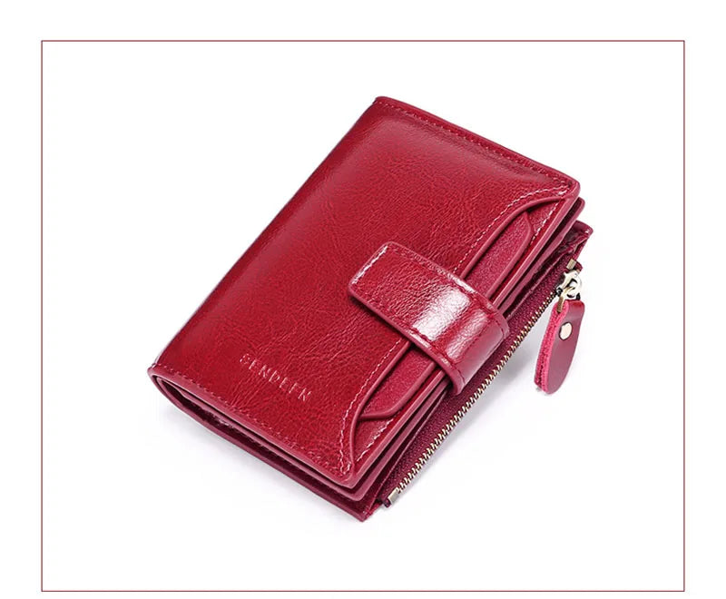 2024 New Short Women Wallets Genuine Leather Zipper Coin Pocket Women Purse Name Engraved Quality Card Holder Kpop Female Wallet.