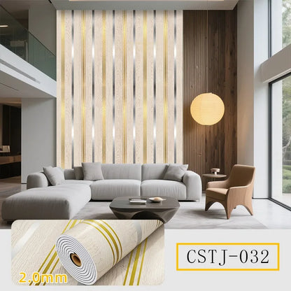 Foam Wallpaper Wall Panel with Gold Studded for Kitchen Backsplash Bathroom Waterproof Aluminum Foil Bottom Stripe Wall Stickers