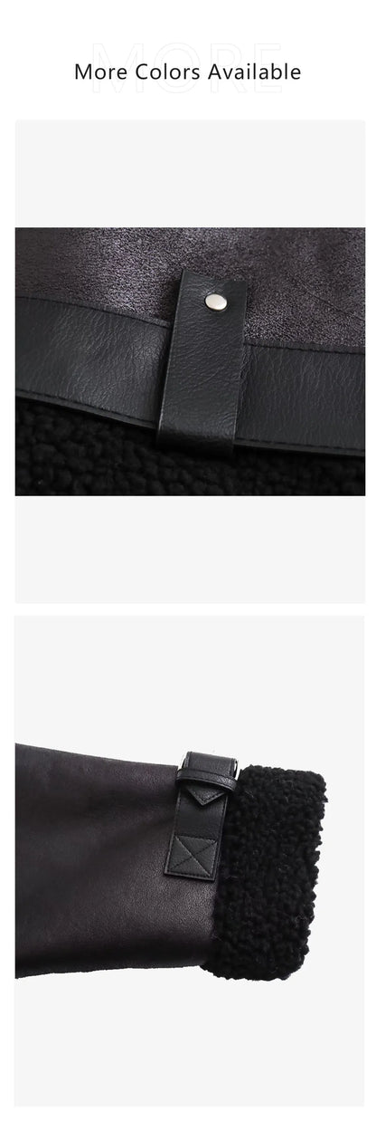 2023 Autumn/Winter New Women's Wear New Fashion Casual Loose Versatile Leather and Fur One Piece Jacket Coat.