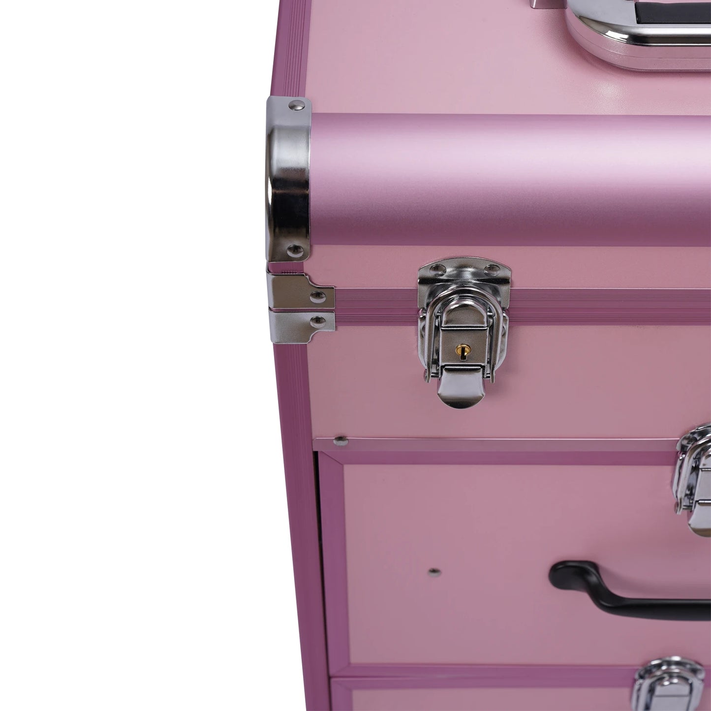 3 in 1 Rolling Makeup Case with Drawer, Large Makeup Case Organizers, Profesional Cosmetic Case for Salon Barber, Light Pink