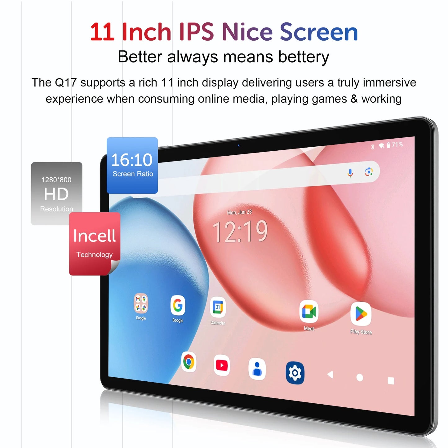 XGODY Q17 Android 15 Tablet 11 inch A573 Octa-Core CPU 2K HD Touch Screen 16GB RAM 256GB ROM Android 15 8000mAh 13MP+8MP Camera.