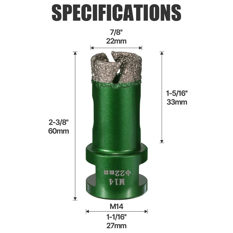 6–130 mm M14-Gewinde, trocken, vakuumgelöteter Marmor, Mauerwerk, Lochsäge, Öffner, Diamantbohrkrone für Keramikfliesen, Granit, Marmor