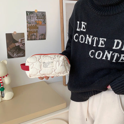 2025 Cute Rabbit Travel Cosmetic Lipstick Purse Storage Bag Kawaii Women Makeup Handbags Organizer Wallet Pouch Pencil Case Bags