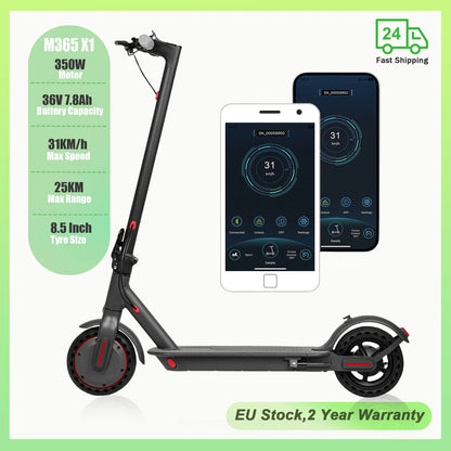 ES80/M365 X1 Electric Scooter 36V 10.5Ah 500W Motor 35KM Long Range 31KM/H 8.5Inch Solid Tires Foldable Smart APP EScooter