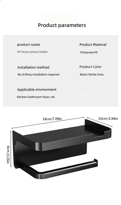 1 Stück wandmontiertes Aufbewahrungsregal, Toilettenpapierhalter, No-Punch Roll Organizer – Badezimmer-Aufbewahrungszubehör