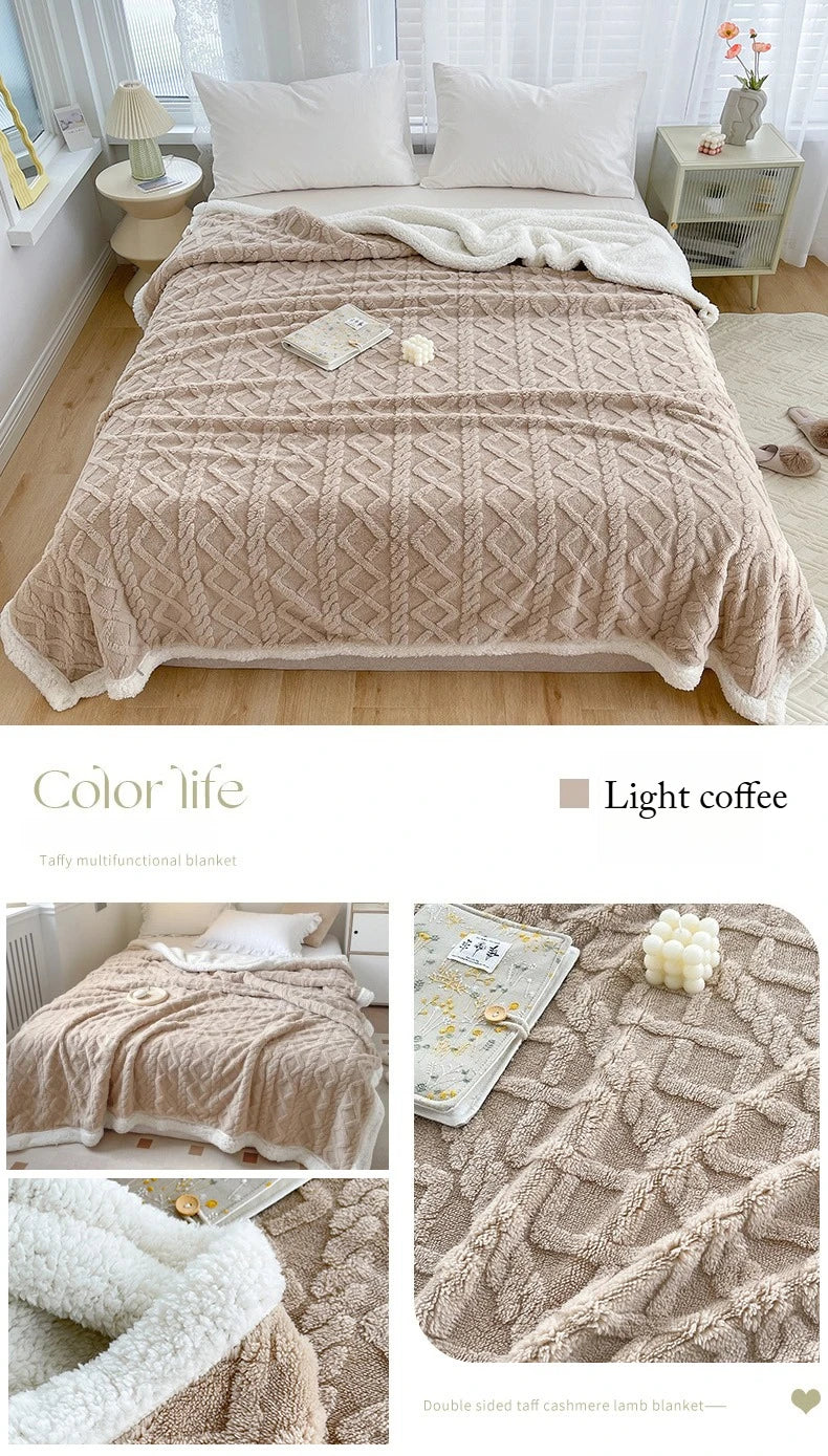 Double Layer Fleece Blanket Autumn Winter Thick Warm Office Nap Throw Blankets for Sofa Bed Single Double Soft Plush Comforter