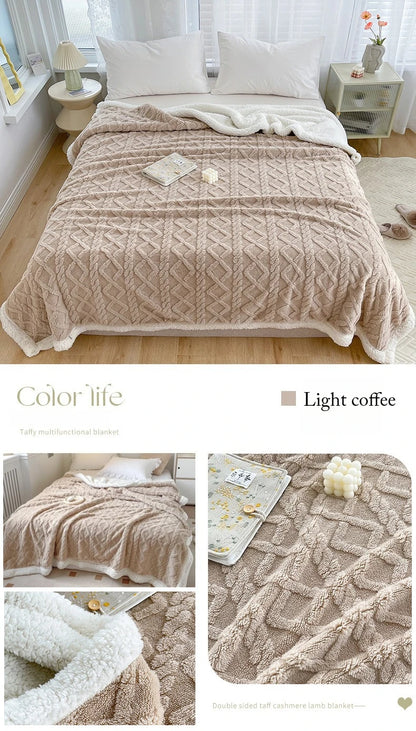 Double Layer Fleece Blanket Autumn Winter Thick Warm Office Nap Throw Blankets for Sofa Bed Single Double Soft Plush Comforter