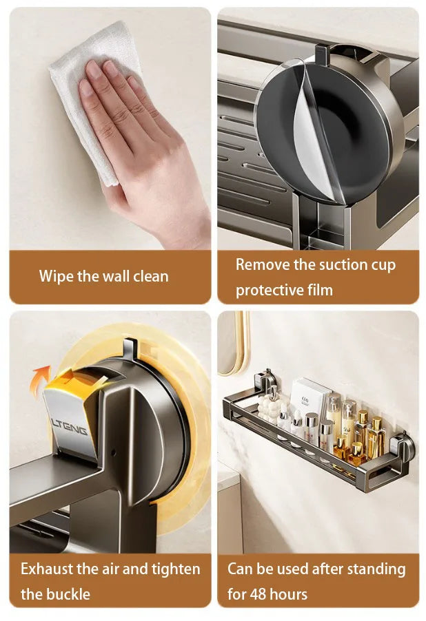 Haushalt Saugnapf Schnalle Badezimmer Dusche Gel Lagerung Korb Wc Ohne Stanzen Waschraum Wand-montiert Lagerung Rack