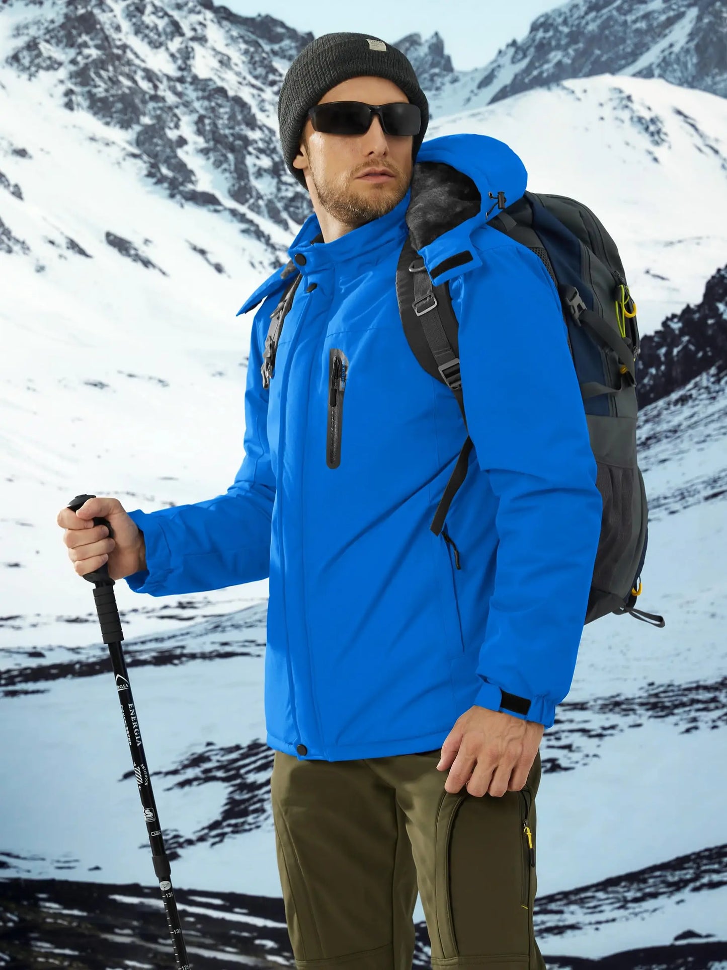 TACVASEN Winter Thicken Fleece Jacket Mens Waterproof Hiking Skiing Jackets Outdoor Mountain Trekking Windbreaker Parka Male.