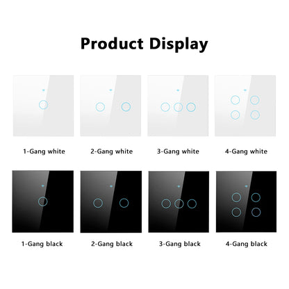 Tuya Wifi Smart Touch Licht EU Schalter Drahtlose Fernbedienung LED Licht Schalter Kein Neutralleiter Erforderlich 1-4 Gang Alexa Google Hause.