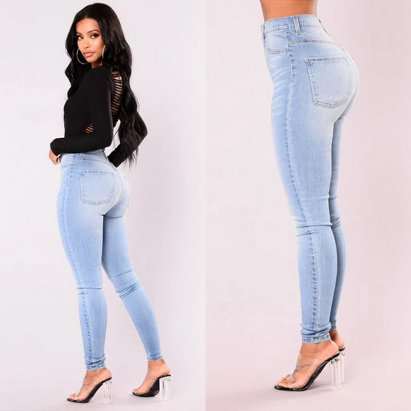 Sexy Jeans Women Denim Skinny Pants High Waist Stretch Lady Jeans Push Up Leggings Slim Pockets Button Pencil Jeans Women Pants.