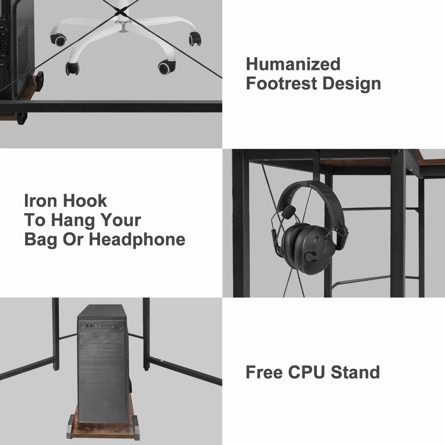 L-förmiger Schreibtisch, Computer-Eckschreibtisch, PC-Gaming-Schreibtisch, Tisch, Büro, Arbeitsplatz, 167 x 120 x 75 cm
