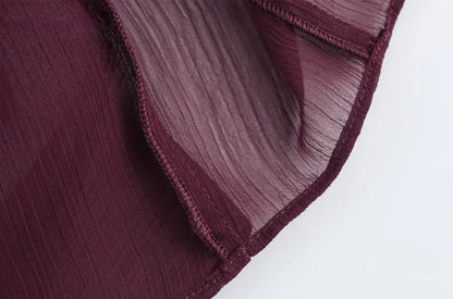 Women Fashion With Ruffles Semi-sheer Blouses V Neck Long Sleeve Button-up Female Shirts Chic Tops.