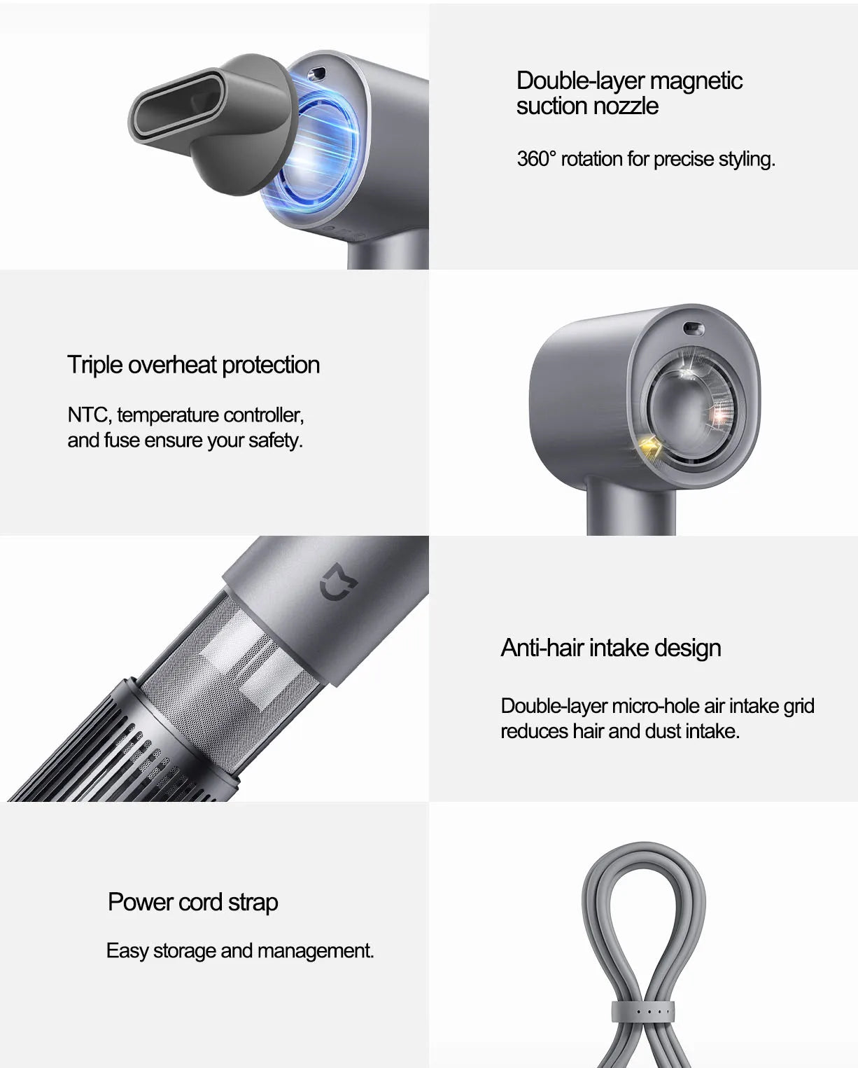 XIAOMI MIJIA High Speed Water Ion H701 Hair Dryers Professional Hair Care Quick Dry Negative Ion 65m/s 110000Rpm 220V CN Version