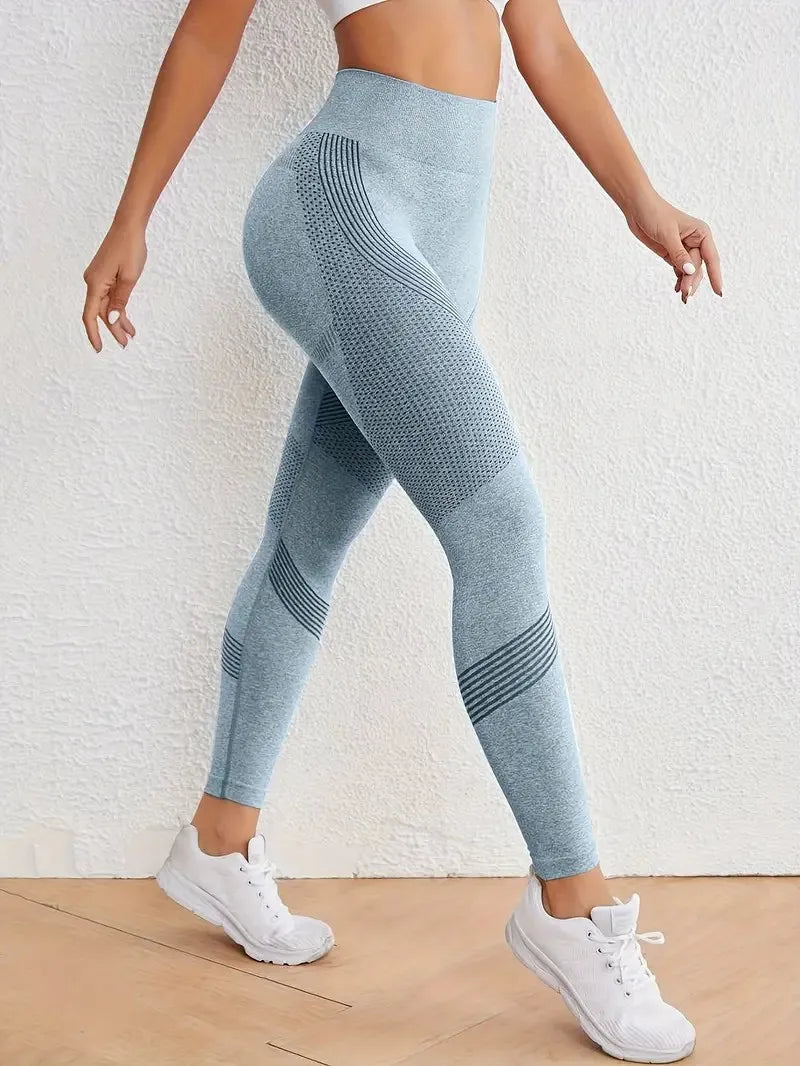 High Waisted Seamless Stretch Athletic Yoga Pants Leggings  Ultra Breathable Quick-Drying for Running Fitness Solid Colors.