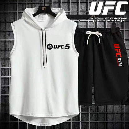 New Summer Men's Two Piece Set Casual T-Shirt and Shorts Set Fashion Short Sleeve Tracksuit Men Women Sports Suit Hooded T-shirt.