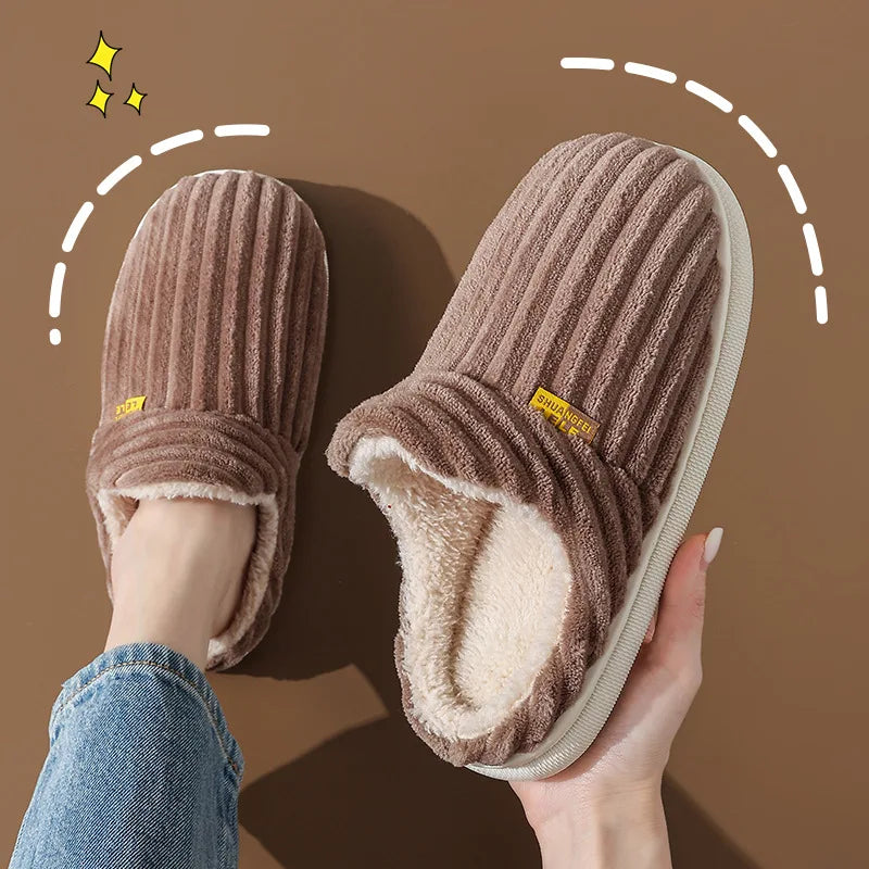 Litfun Warm Plush Fur Slippers For Women Men Winter Indoor Fluffy Warm Fuzzy House Slippers Outdoor Fuzzy Soft Furry Slippers
