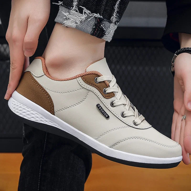 YRZL Men Shoes Spring Autumn Waterproof Walking Sneakers Leisure Male Leather Sports Shoes Non-Slip Footwear Tennis for Men