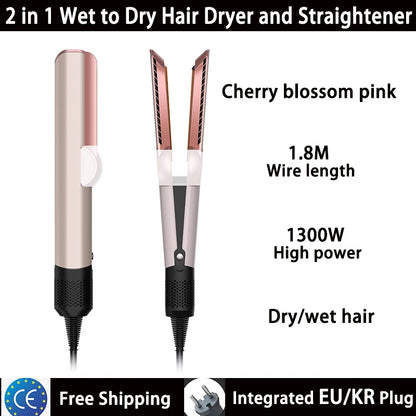 2-in-1 Hair Straightener and Dryer Combo - Negative Ion Heating Flat Iron for Quick, Long - Lasting Hair Styling at Home，salon.