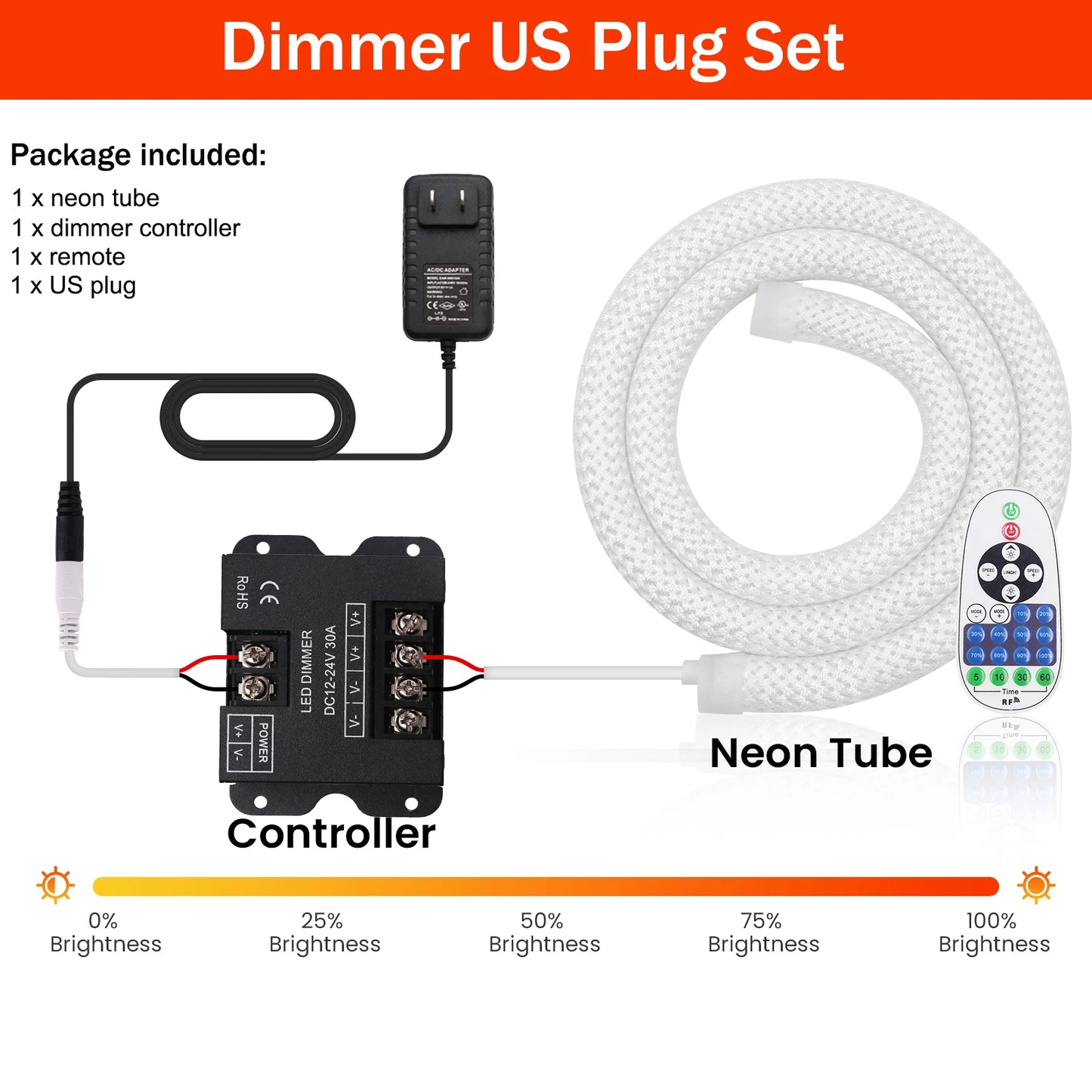 Dimmable LED Neon Tube 360 Degree Round Reticulate Flexible Silicone Tape 240LEDs Waterproof LED Strip Light 12V 24V.