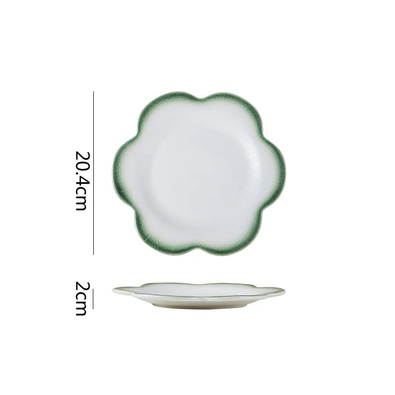 Creative Flower Shape Ceramic Plate Dessert Cake Plate Pasta Dish Sushi Plate Serving Plates Molecular Cuisine Tableware.