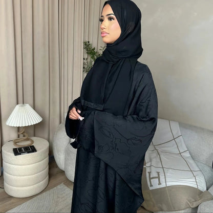 Luxury 2 Piece Muslim Outift Sets for Women Ramadan Dubai Hijab Abaya Dress Islamic Party Kaftan Robe Elegant Turkey Gown 2025.