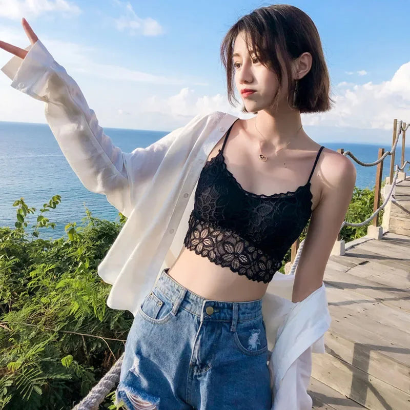 Sexy Lingerie Seamless Sport Bra Strapless Top Bra Girls Sunflower Lace Bras Push Up Bralette Brassiere for Women Underwear.