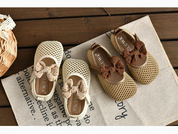 Children Girls Mesh Sandals Baby Summer Toddlers Fashion First Walker Shoes Causal Bowknot Sweet Kids Soft Sandals Breathable.