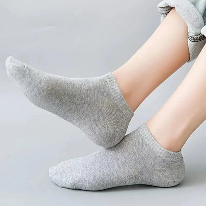 10/12/20/40 Pairs Men Boat Socks Business Sport Sweat Absorption Mature Summer Autumn Solid Color Soft Non Pilling Ankle Socks.