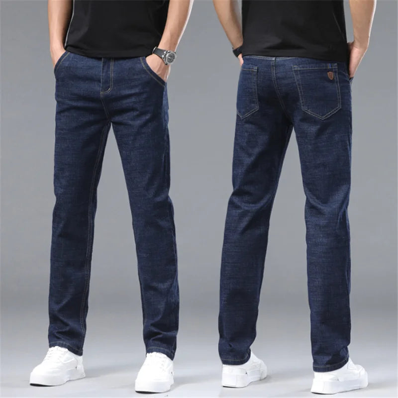 2024 Fashion Men Stretch Loose Straight Jeans Casual Elastic Slim Fit Denim Pants Male Brand Business Trousers Large size 38 40.