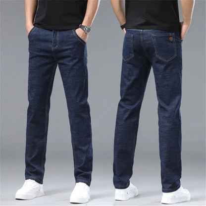 2024 Fashion Men Stretch Loose Straight Jeans Casual Elastic Slim Fit Denim Pants Male Brand Business Trousers Large size 38 40.