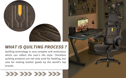 SUKIDAGaming-Stuhl, Computerstuhl, ergonomischer Gaming-Stuhl mit Fußstütze, Bürostuhl, ergonomischer Computerstuhl mit Lordosenstütze