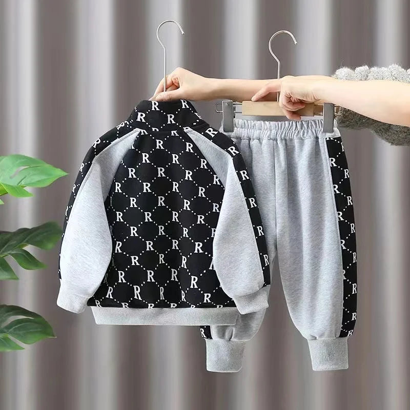 2-10Years Baby Boys Clothing Sets Spring Autumn Cotton Fashion Children Patchwork Jacket + Pants 2pcs Suit Kids Tracksuit.