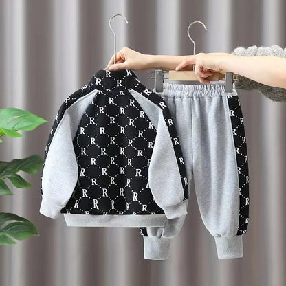 2-10Years Baby Boys Clothing Sets Spring Autumn Cotton Fashion Children Patchwork Jacket + Pants 2pcs Suit Kids Tracksuit.