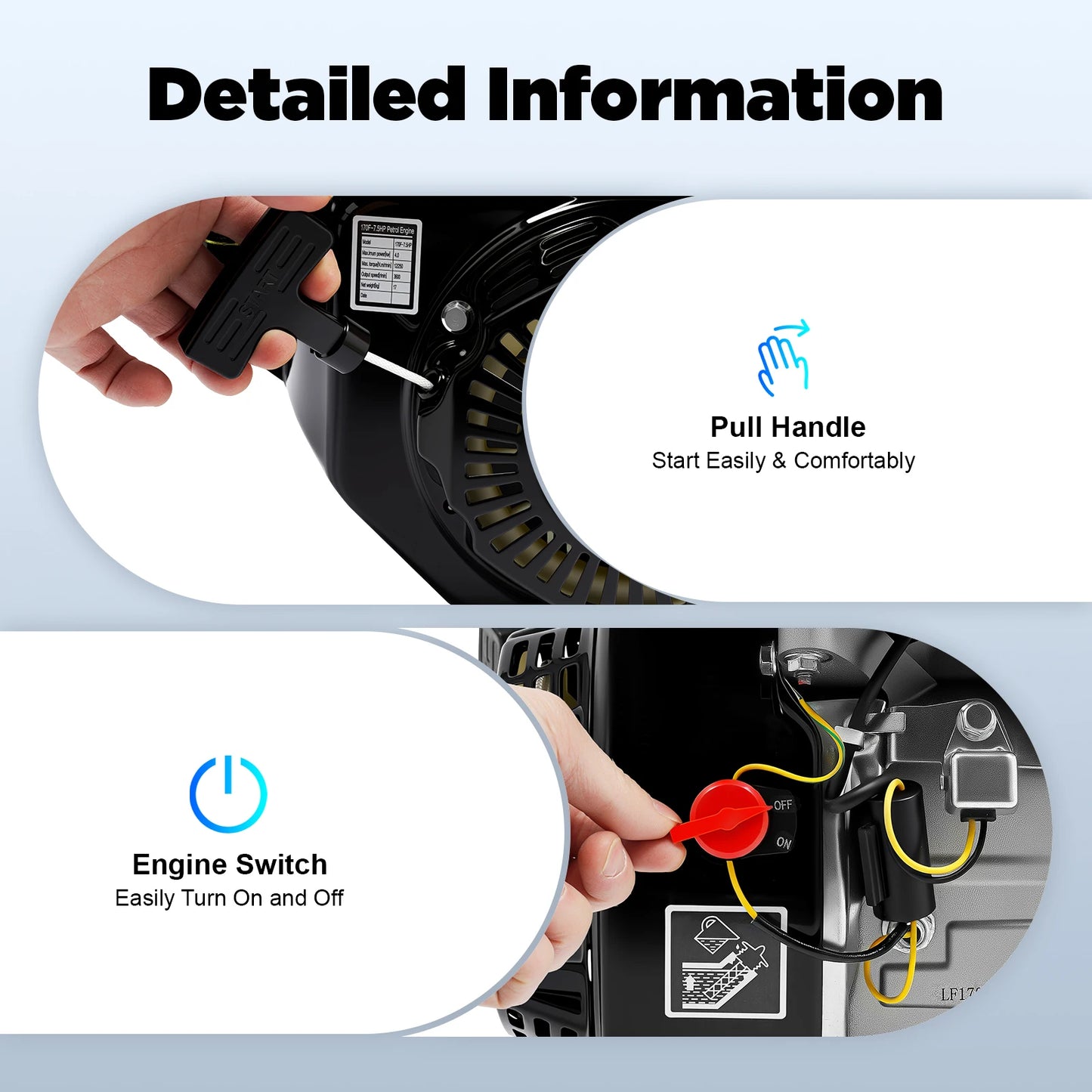 4-Takt-Benzinmotor 212 cc, 7,5 PS, 4000 W, 3600 U/min, Einzylinder-Handgezogener Benzinmotor, Durchmesser der Kurbelwelle ist 20 mm