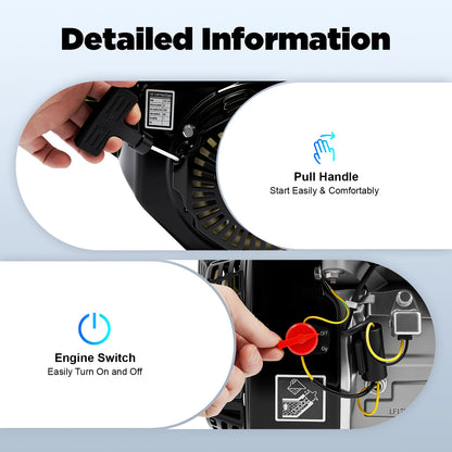 4-Takt-Benzinmotor 212 cc, 7,5 PS, 4000 W, 3600 U/min, Einzylinder-Handgezogener Benzinmotor, Durchmesser der Kurbelwelle ist 20 mm