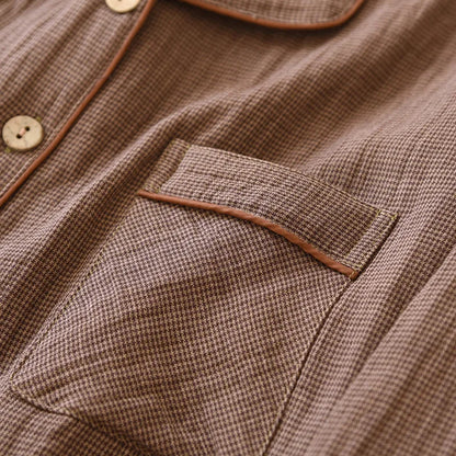 2025 New Spring Couple's Pajama Set 100% Cotton Long Sleeve Long Pants Two Piece Set for Men and Women's Home Furnishings.