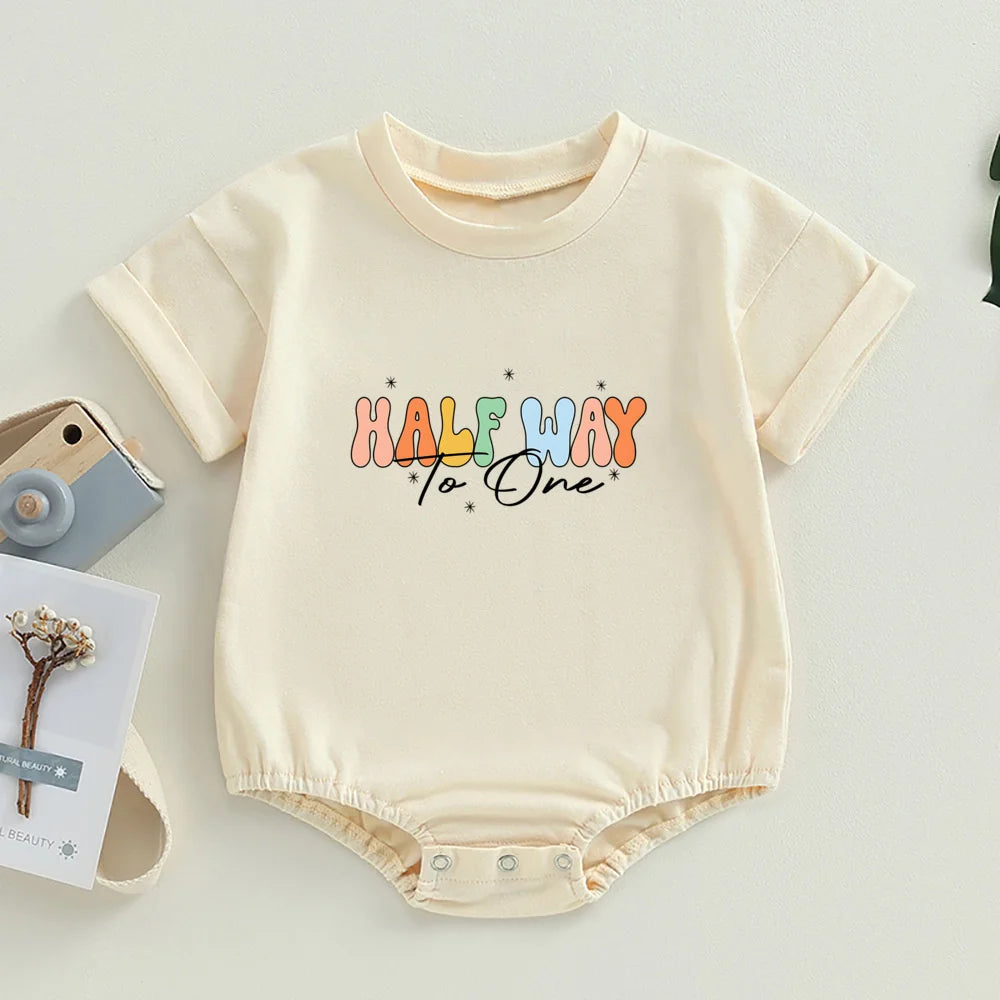 Halber Geburtstag Outfit Baby Jungen Mädchen 1/2 Weg zu einer Blase Stram pler Sommer Kurzarm Kleinkind Baby übergroße T-Shirt Stram pler.