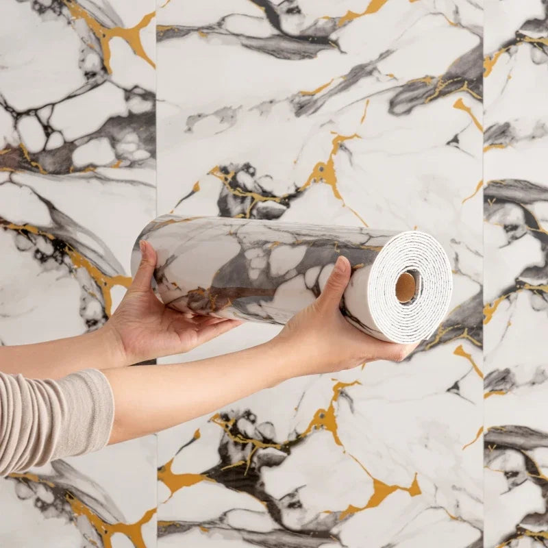 Selbstklebende Wandaufkleber aus dickem Schaumstoff, Marmorimitat, Tapeten für Schlafzimmer, Heimdekoration, wasserfeste Wandpaneele zum Abziehen und Aufkleben