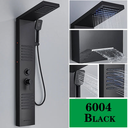 LED Shower Faucet Bathroom SPA Massage Jet Shower Matte Black Column System Waterfall Rain Shower Panel Bidet Sprayer Tap