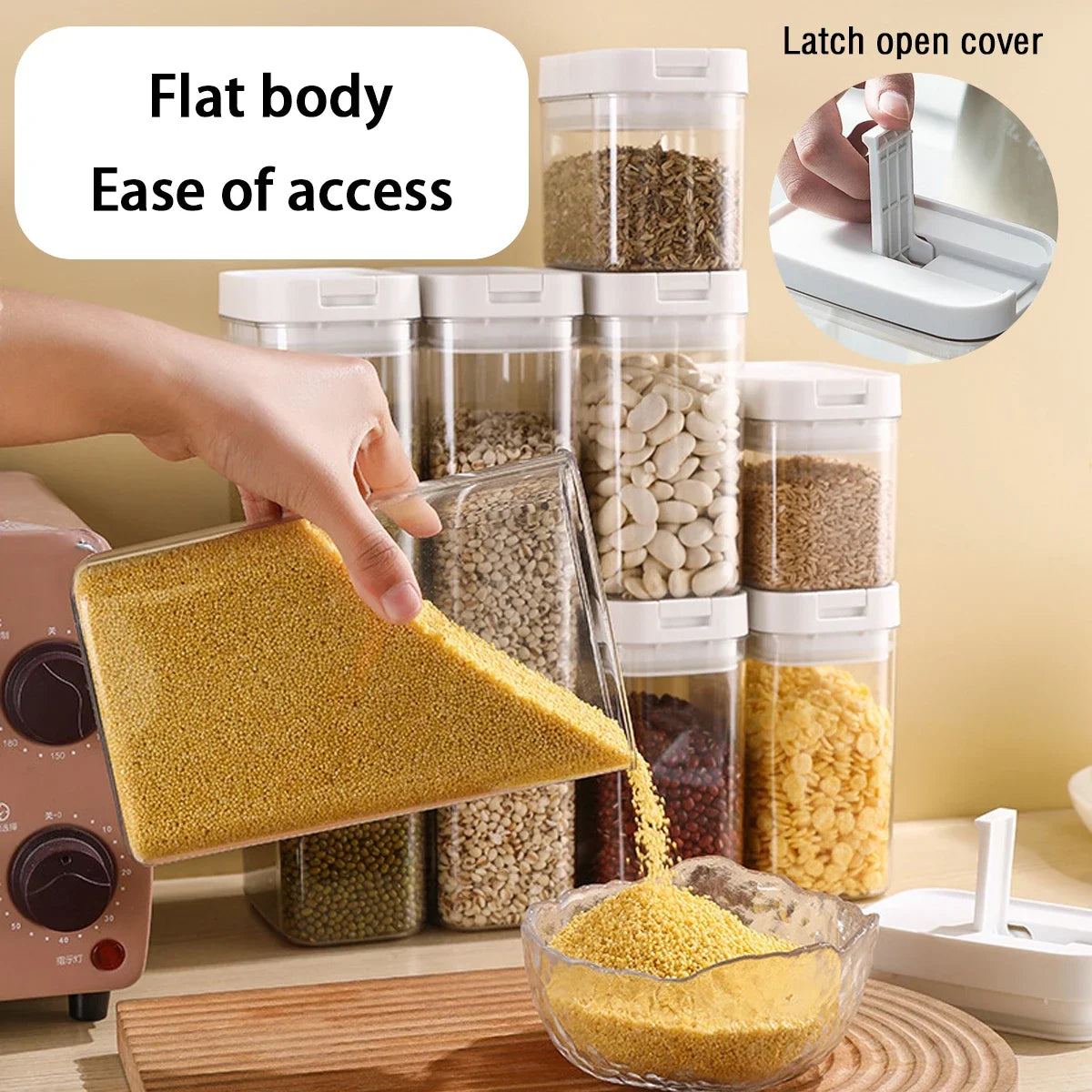 Pasta Storage Box Transparent Plastic Grain Seal Tank Spaghetti Storage Container Moisture-Proof Snack Jar Kitchen Food Tank.