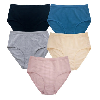5Pcs/Set High Rise Cotton Panties Women Sexy Lingerie Solid Color Briefs Female Seamless Underwear Comfort Intimates.