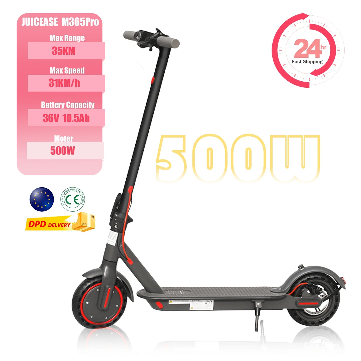 JUICEASE Adult Electric Scooter 31/35km/h 500W/1000W 35KM/50KM Long Range 8.5/10Inch Tyre 10.5/14.5Ah Large Battery Kick Scooter