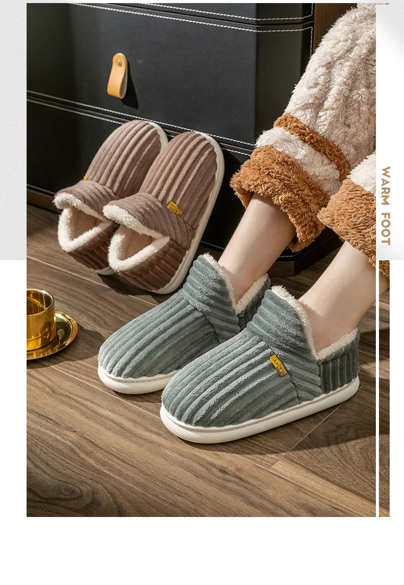 Litfun Warm Plush Fur Slippers For Women Men Winter Indoor Fluffy Warm Fuzzy House Slippers Outdoor Fuzzy Soft Furry Slippers.